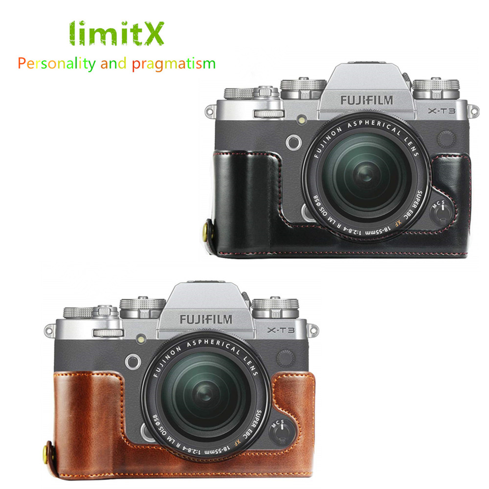 Pu Leather Case Bodem Opening Versie Beschermende Half Body Cover Base Voor Fujifilm X-T3 XT3 Digitale Camera