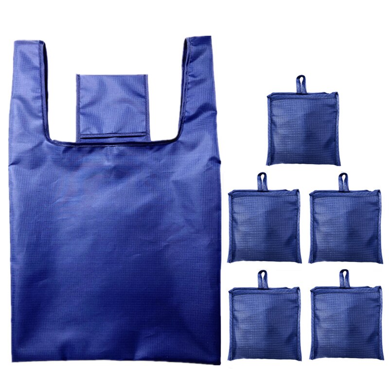 Milieubescherming Oxford Doek Bakken Waterdichte Draagbare Pure Color Grote Capaciteit Boodschappentas Herbruikbare Opvouwbare: Marineblauw