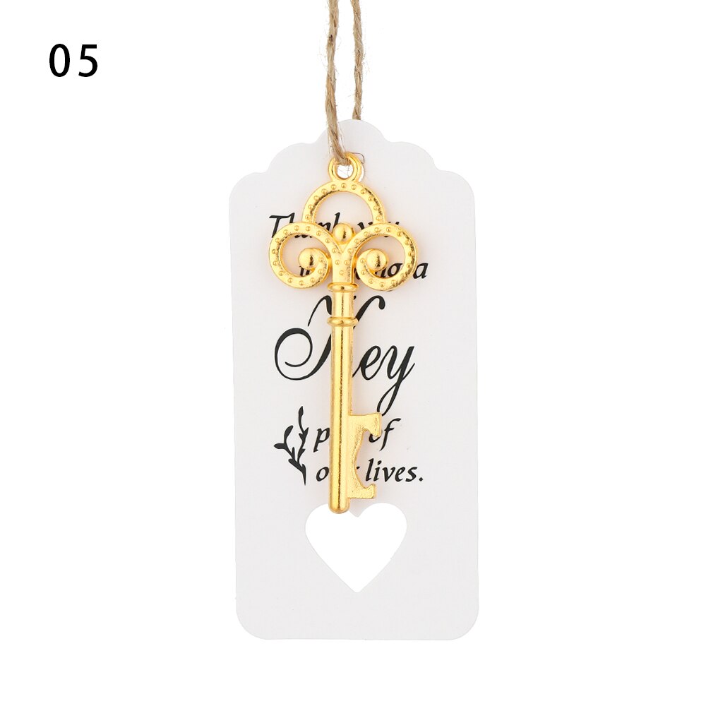 1PC Retro Key Shaped Bottle Opener Wine Keychain Souvenir Card Label Pendant Beer Opener Wedding Party Kitchen Accessories: type1-5