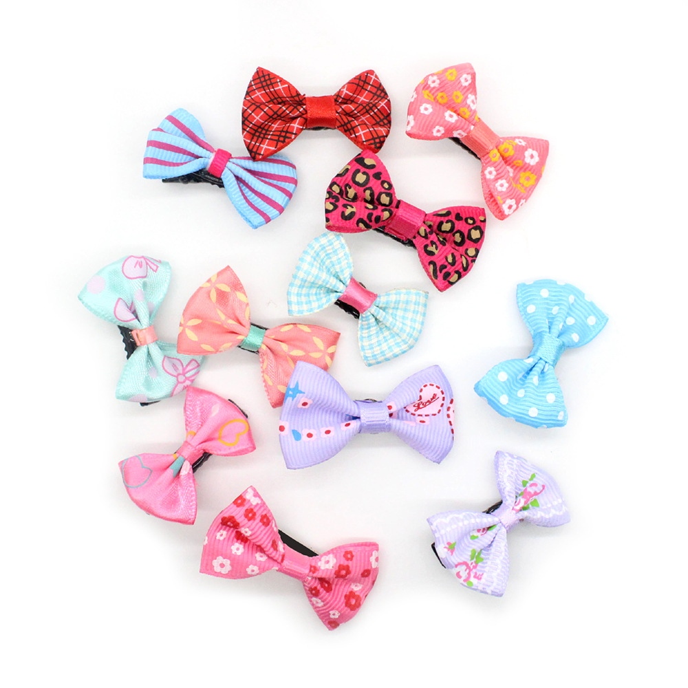 10pcs/pack Mixed Color Bowknot Kids Baby Children Hair Clip Bow Pin Barrette Hairpin Ornament Accessories For Girl