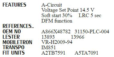 Régulateur de tension d'alternateur, 13607000 06-108 YR-5974 IM851 VRG46947 pour A5TA7191,