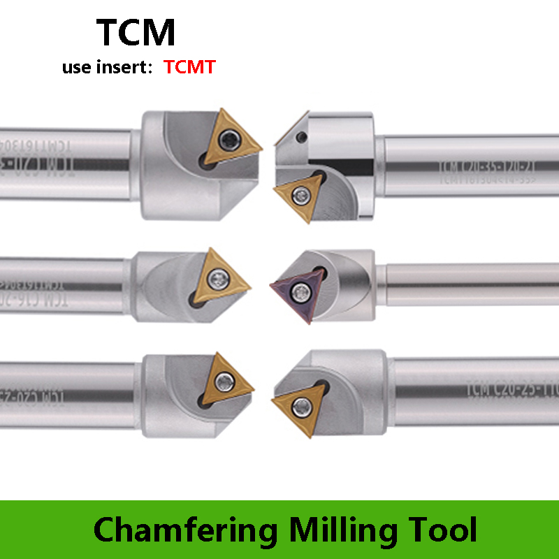 LIHAOPING TCM herramienta de chaflán de 45 grados 12 16 20 mm C20-40-120 torno CNC fresa de acero de tungsteno TCMT fresa de extremo de inserción de carburo