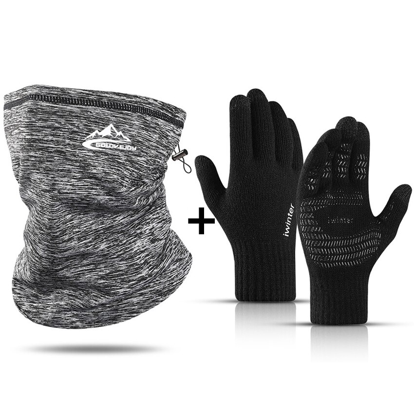 Vinter varme mænd handsker berøringsskærm vindtæt glidende elastiske handsker ridning skiløb fluff hudvenlige behagelige tykke handsker: Varmt sæt d