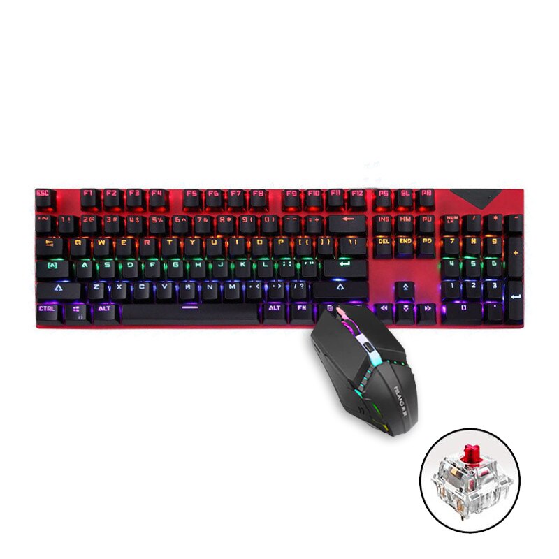 Gaming Keyboard Mouse Set Wired USB Backlit Gamer Gaming Mouse and Keyboard Kit Home Office for PC Laptop: Red  Switch