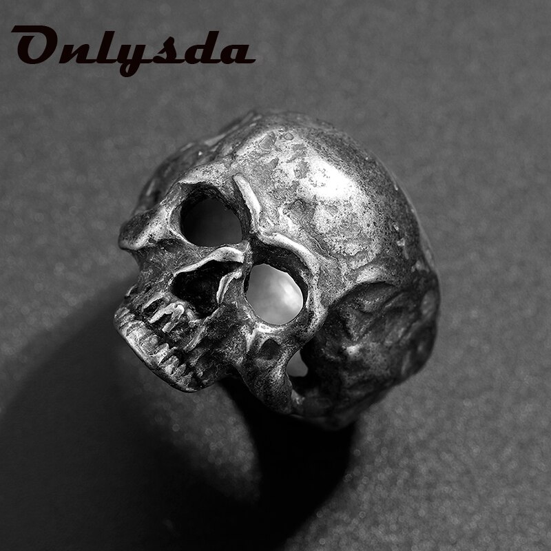 Onlysda Men's Calvarium Skull Emo Ring Gothic 316L Stainless Steel Biker Ring Motorcycle Band jewellery