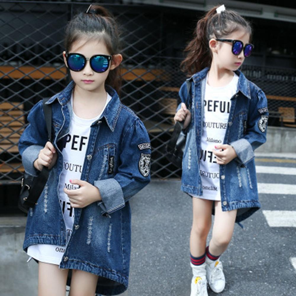 Veste d&#39;automne en jean pour fille, manteau long en denim, style cowboy, vêtements d&#39;extérieur à paillettes,