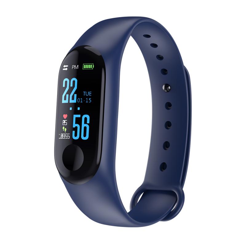 M3 Fitness Bracelet Blood Pressure IPS Screen Oxygen Heart Rate Monitor Smart Bracelet Waterproof Tracker Wristbands: Blue