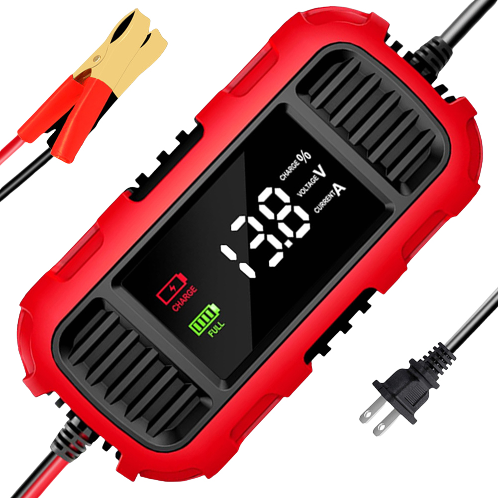 Auto Motorrad Batterie Ladegerät Digital Display 12V 2A Batterie Ladegerät Batterie Erhaltungsladegerät Betreuer für Auto Lkw Batterie: Armee Grün
