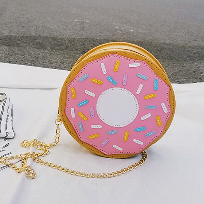 Donut Messenger Bag - 18x18x7cm - Chain Strap - Geometric Pattern - PU Leather