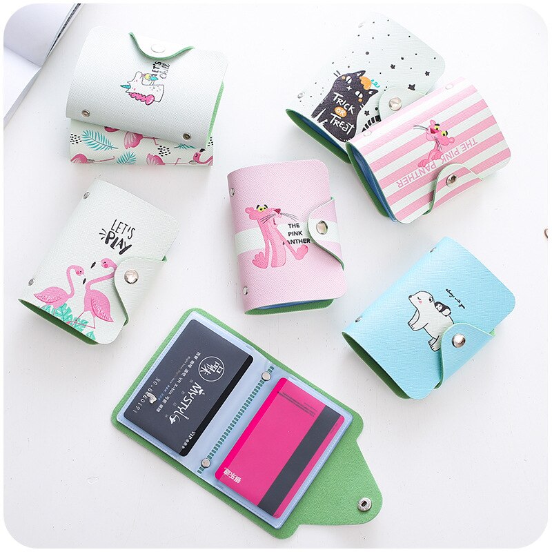 Leather Credit Card Holdert Protector Cute Cartoon ID Cards Card Case Studen Women Wallet Passport Business Card Holder