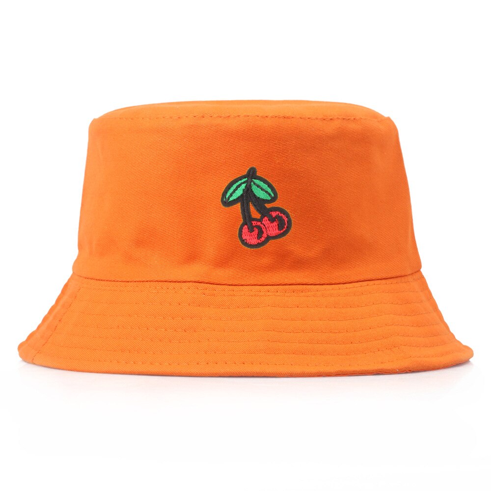 Fruit Cherry Bucket Hats For Girls Women Reversible Fisherman Hat Panama Bob Hat Summer Sun Hat: Orange