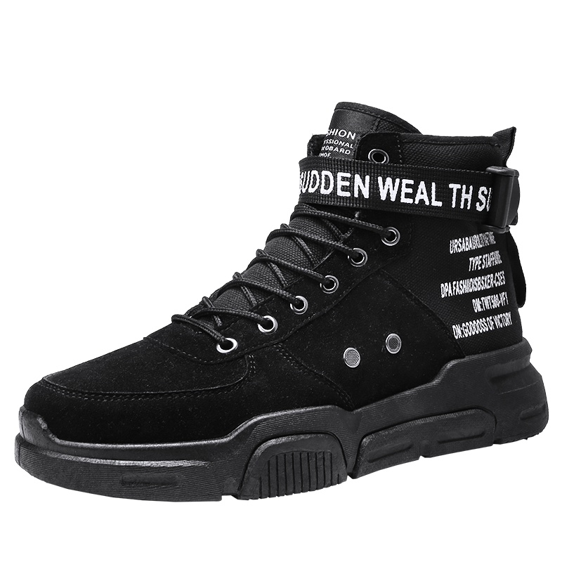 British Men Martin Boots Autumn Winter Shoes Men Lace-up: Black / 7.5