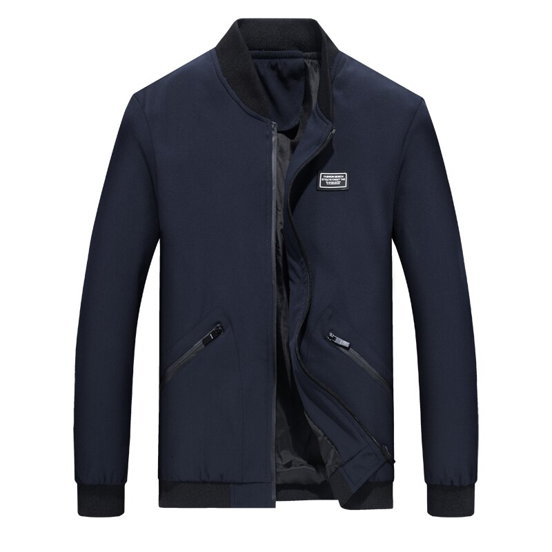 Höst vårjacka herr avslappnad vindjacka klassisk affärskappa manlig jacka plus size kläder stor xxxxl 6xl 7xl 8xl: Mörkblå / M
