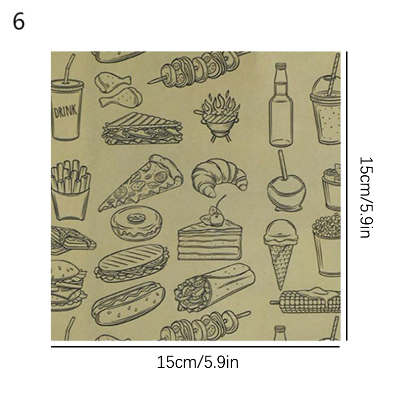 Absorberende Papir til matte - 50 Stk - burger, Pommes Frites & baking: Militærgrønn