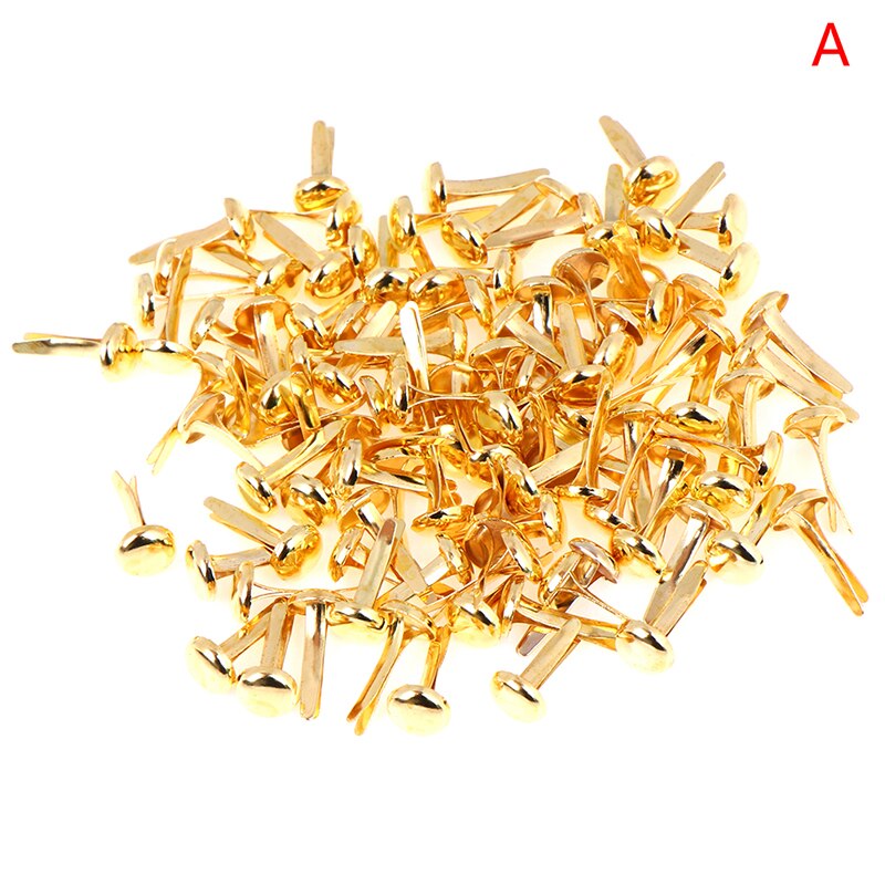 50/100 pièces fer bricolage rond en métal Mini Brads pour Scrapbooking accessoires embellissement attache artisanat fait main: A 100PCS