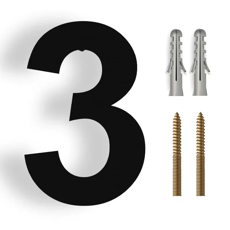 15/20/25/30cm Metal Floating House Numbers Screw Install Doorplate Address Sign Plate Outdoor Street Door Plaque Number For Home