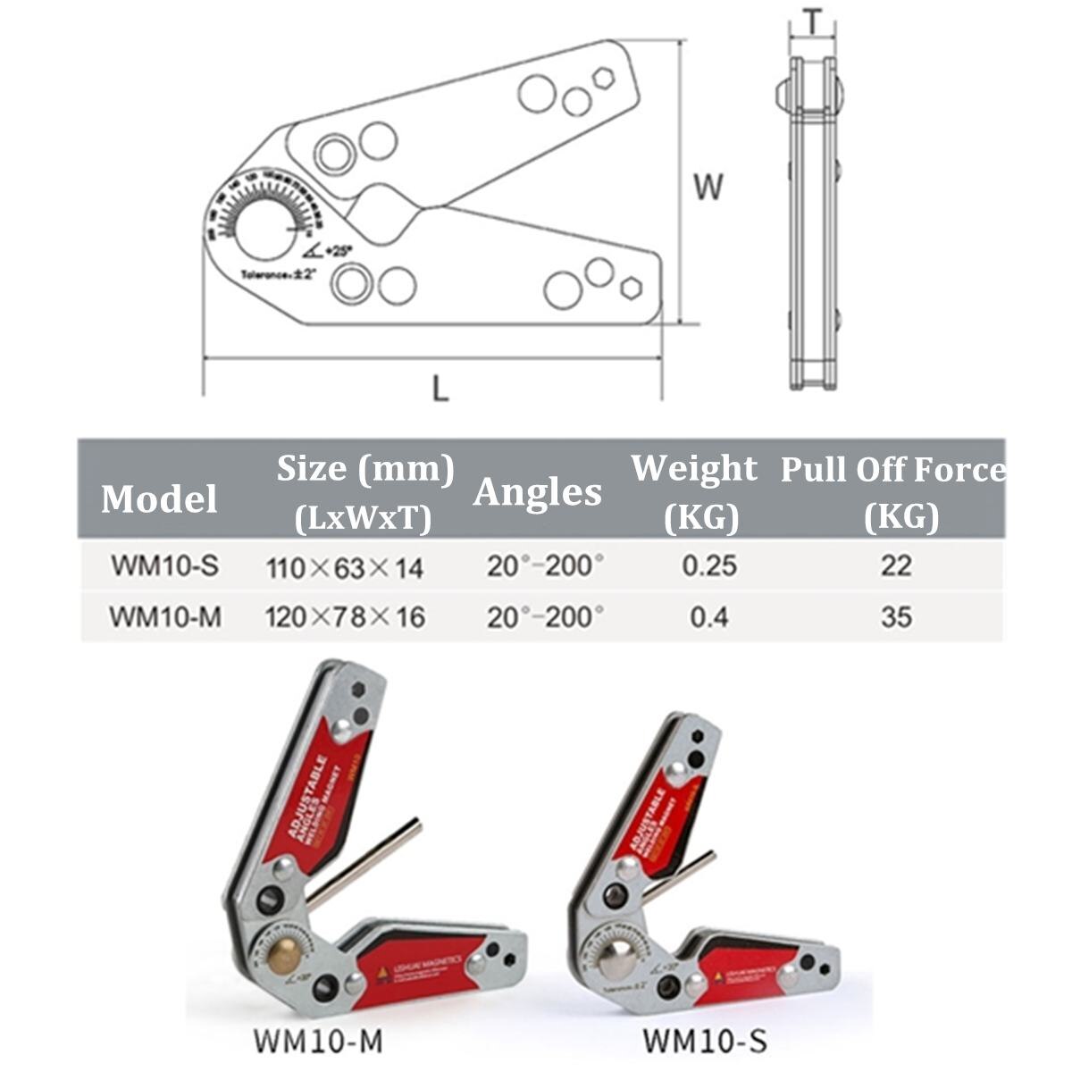 2 size Adjustable Angles 20-200 Degrees Welding Magnet Holder Neodymium Magnet Magnetic Welding Clamp Iron Tools
