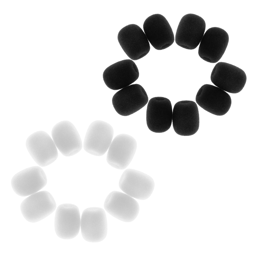 20Pcs/Pack Microphone Windshields Wind Muffs Mic Foam Cover, Black &amp; White