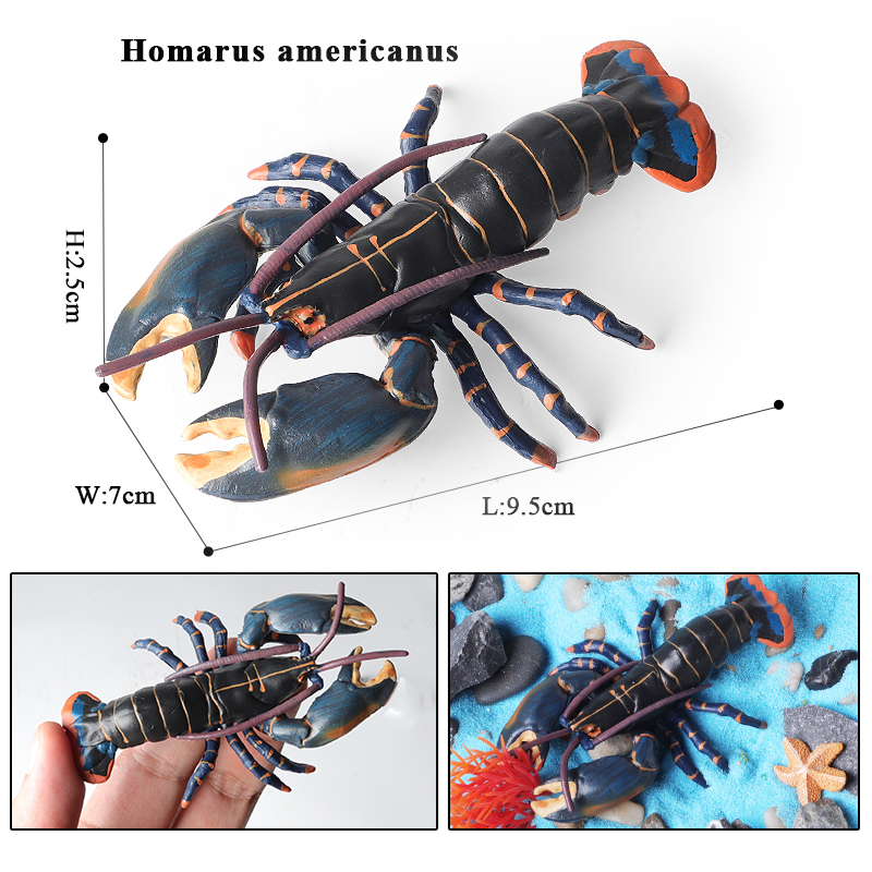 Oenux havdyr simulering tigerrejer krebs rejer havliv modelfigurer actionfigurer samling legetøj til børn: Dyb blå