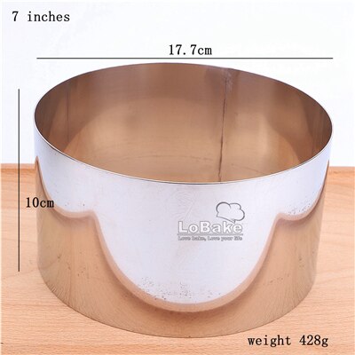 Molde de anillo de mousse de acero inoxidable 304 de 10cm de altura, 4, 5, 6, 7, 8, 9, 10 pulgadas, círculo redondo liso, capa para pastel de bodas, DIY: 7 inches