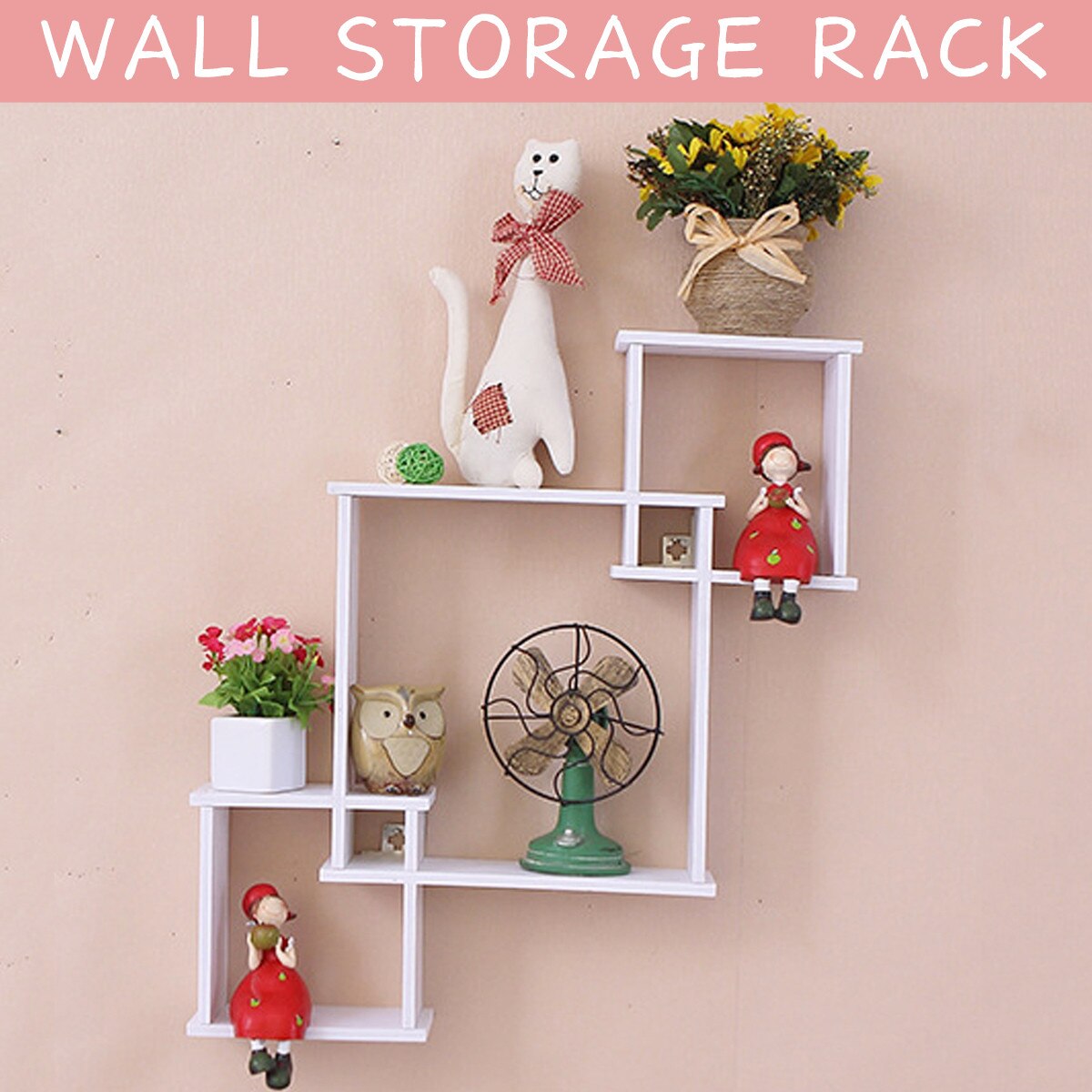 Wood White Carved Wall Shelf Shelves Holder Storage Rack Stand Cut Out Wall Shelf Home Decor