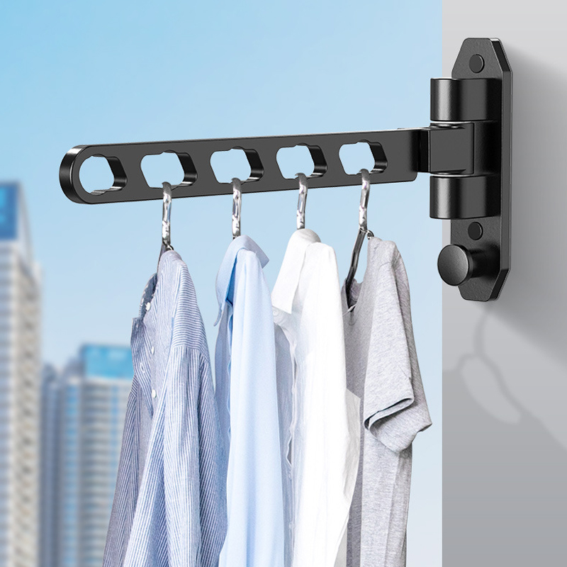 Wall Mounted Clothes Hanger With Swing Arm Laundry Room Clothes Dryer Rack Drying Rack Folding Valet HookOrganizer Silent Swing