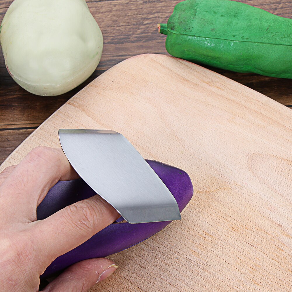 1pc Single/Double Finger Guards Hand Protector Fruit Vegetable Tool Kitchen Gadgets Safe Slice Protection Stainless Steel