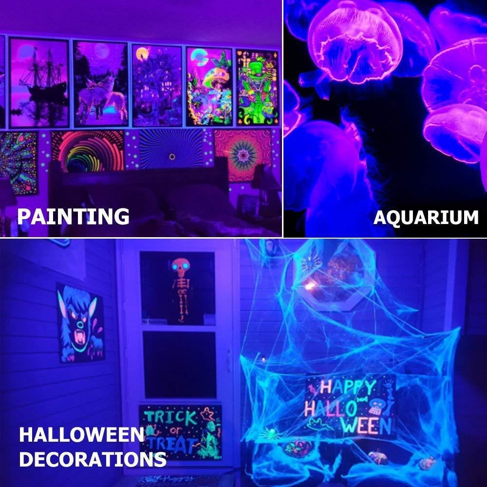 Led Zwart Licht, E27 8W/12W Draagbare Blacklight Voor Poster, Kunst, Slaapkamer, voor Halloween En Blacklight Partijen