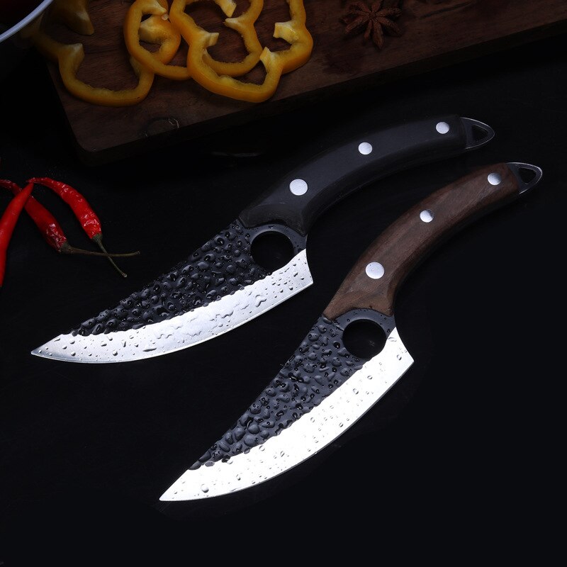 6 inch Boning Knife Handmade Forged Serbian Chef Knives Butcher Kitchen Knife Full Tang Handle Bone Cleaver with Knife Cover: 2 knives