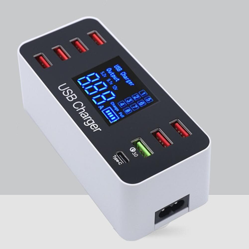 8 Hafen USB Ladegerät Schnell Ladung 3,0 Multifunktions USB Hub Ladegerät LED-anzeige Mehrere USB Telefon Universal- Ladestation: uns Weiß