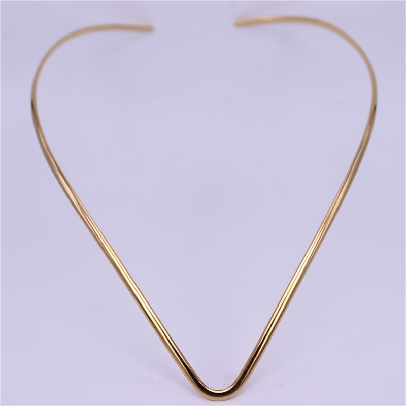 Collar de joyería de acero inoxidable 316L, cuello en V, ancho de 3mm/4mm, color dorado, talla ajustable, ropa Popular para mujer LH542: Gold color 3mm