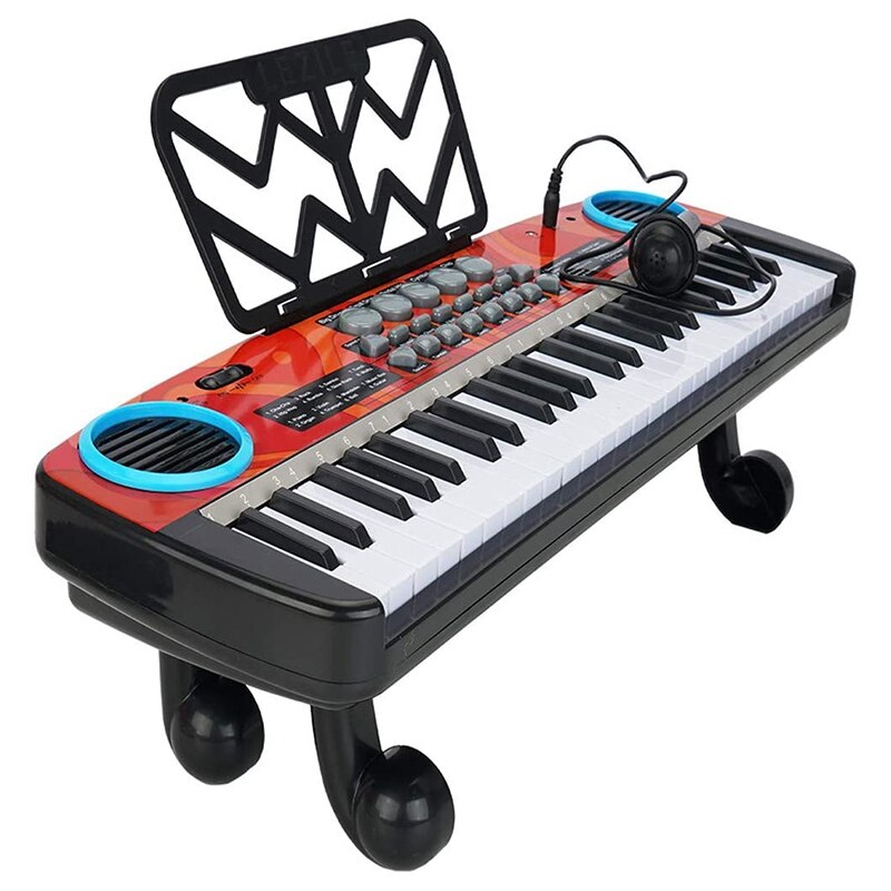 Teclado eléctrico Digital para niños de 49 teclas, Piano con micrófono y soporte de música, teclado electrónico portátil para principiantes