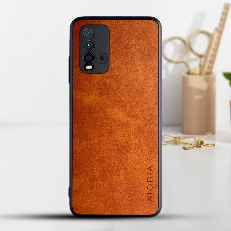 Funda para Xiaomi Redmi 9T, Funda de lujo Vintage de cuero, protección completa para teléfono, Funda para xiaomi redmi 9t: orange