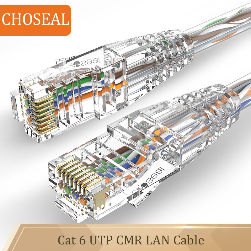 CHOSEAL Cat6 RJ45 kabel Ethernet CMR goły drut miedziany RJ45 Internet 10 gigabitowa prędkość UTP LAN Patch do laptopa Router: Kości słoniowej / 1.5m