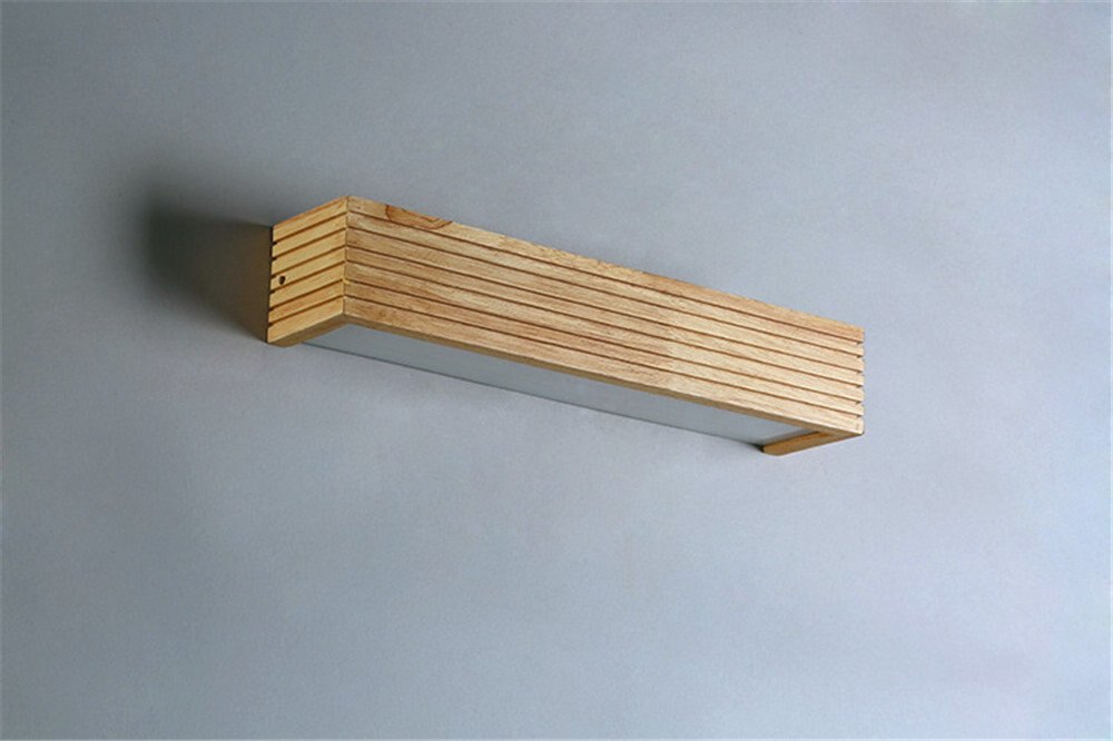 Modern japansk stil led-lampa ek trä vägglampa nordisk massivt trä spegel vägglampor lampett för sovrum badrum varmt ljus