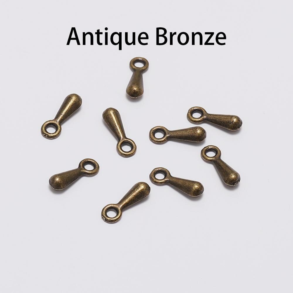 200 sztuk/partia złota kropla wody wisiorek koniec koraliki 2*7 3*9mm dla ogon Extender Chain DIY tworzenia biżuterii ustalenia akcesoria: Antique bronze / 2 x 7mm