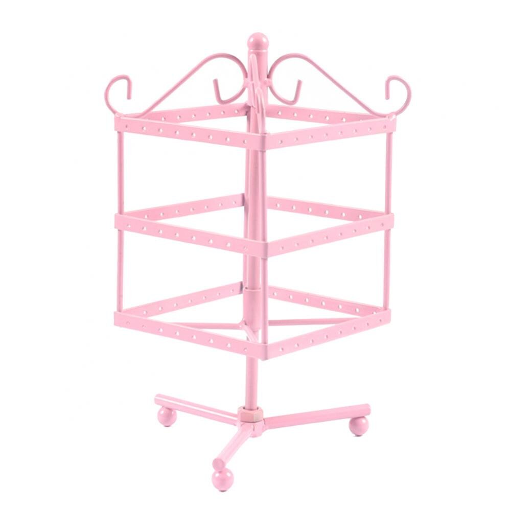 Présentoir rotatif en métal à 72 trous pour bijoux, organisateur de colliers, présentoir de décor: Pink Square