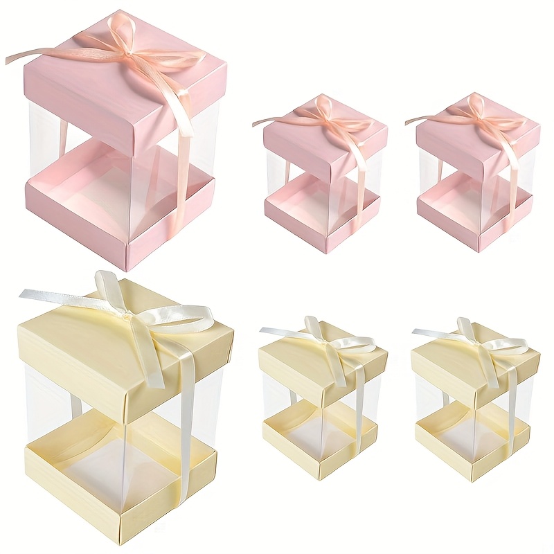 4/10 kleine vensterdoosjes met linten - transparante verpakking voor bruiloft, valentijnsdag, verjaardagsfeest: Multi / 13 8 15cm