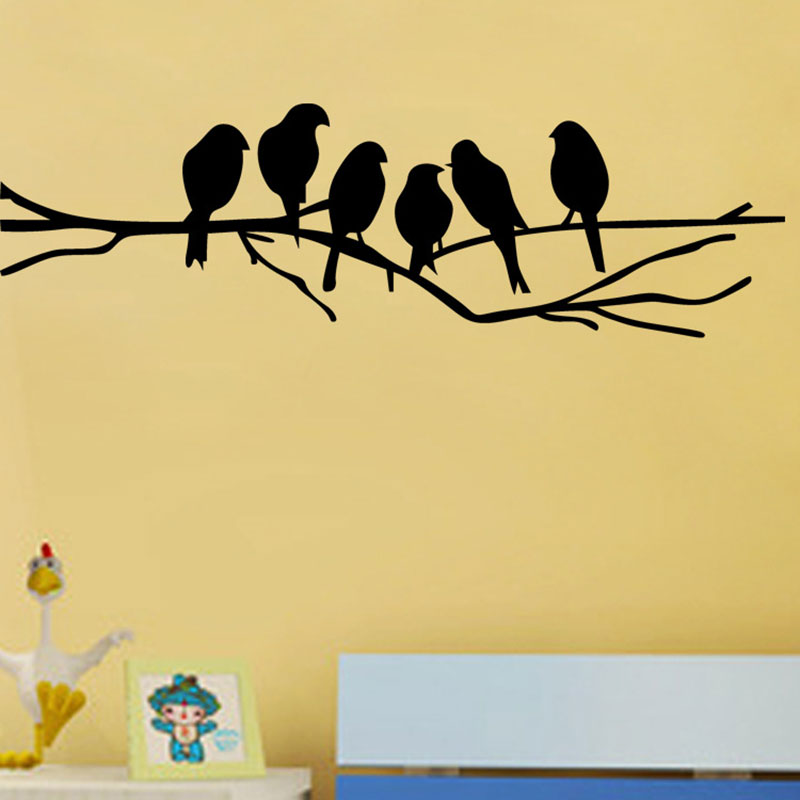 Zwarte Vogels Op De Boom Tak Muursticker Voor Woonkamer Muurtattoo Voor Art Stickers Home Decoratie Muurschilderingen verwijderbare