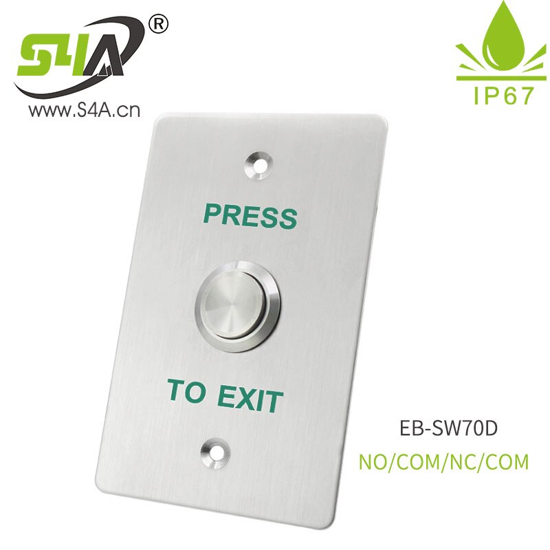 IP67 Waterproof Outdoor Gate Opener Door Lock 1.7mm Thick 304 Stainless Steel Panel Door Exit Button Switch NO NC COM 12V GND: EB-SW70D