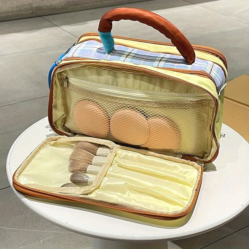 Makeup Bag With High-end Contrast Color Hand-held Makeup Bag Large Capacity Oxford Cloth Toiletry Bag Cosmetic Toiletry Bag