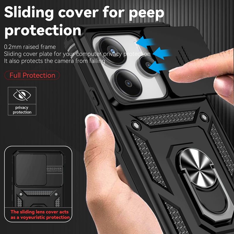 Para Xiaomi Redmi Note 14 4G funda con soporte de anillo armadura a prueba de golpes Coque para Redmy Note14 4G cubierta protectora de lente