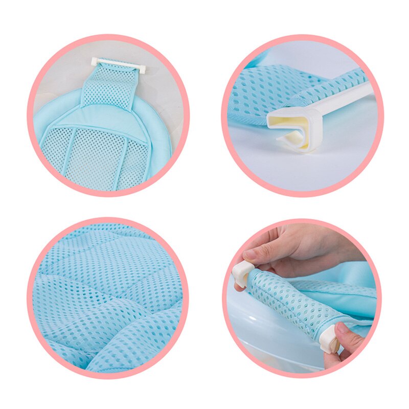 Cuna de bebé ajustable en forma de cruz para baño antideslizante, cuna de ducha para niños, cama, malla para asiento, asiento de Casa de algodón y PP