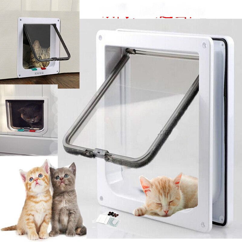 S/M/L plastic animal small pet door supplies two way free entry and exit lockable dog and cat safety flap door ABS WF