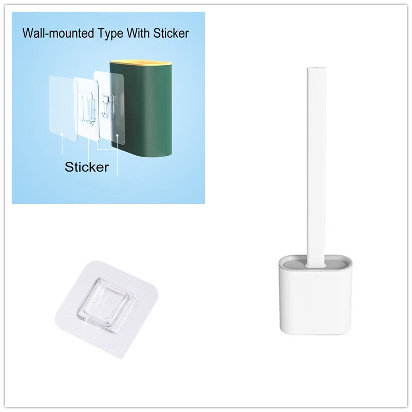 Silikonowe Wc toaleta szczotka robić montażu na ścianie elastyczne WC toaleta zestaw szczotek toaletowych z szybkie suche Wc uchwyt na zestaw szczotka Wc jednorazowe środki czyszczące: biały wall mounted