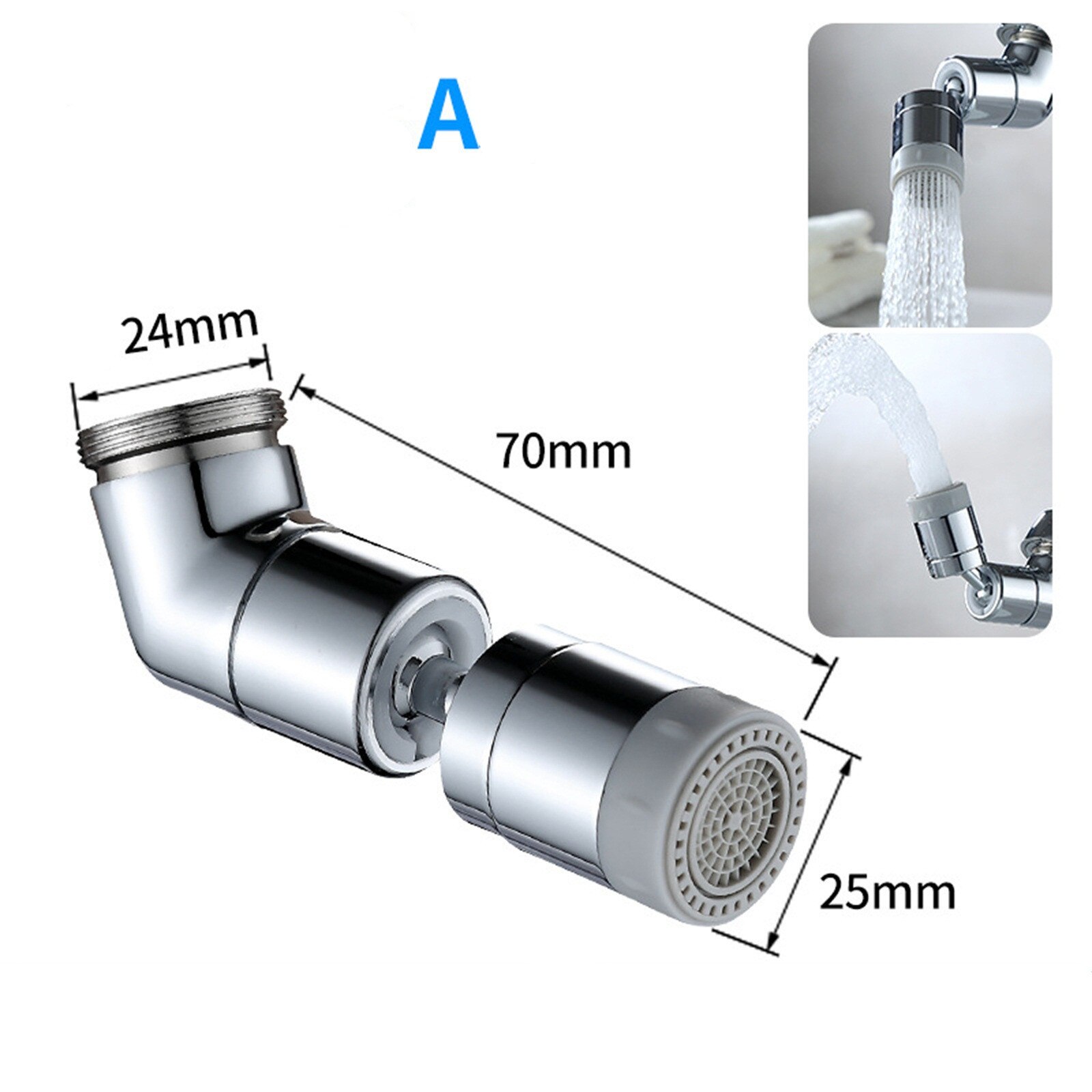 Messing Water Douche Water Draaibare Filter Spuit Saving Tap Kraan Beluchter Spuit Attachment 170-Graden Draaibare Universele Tap