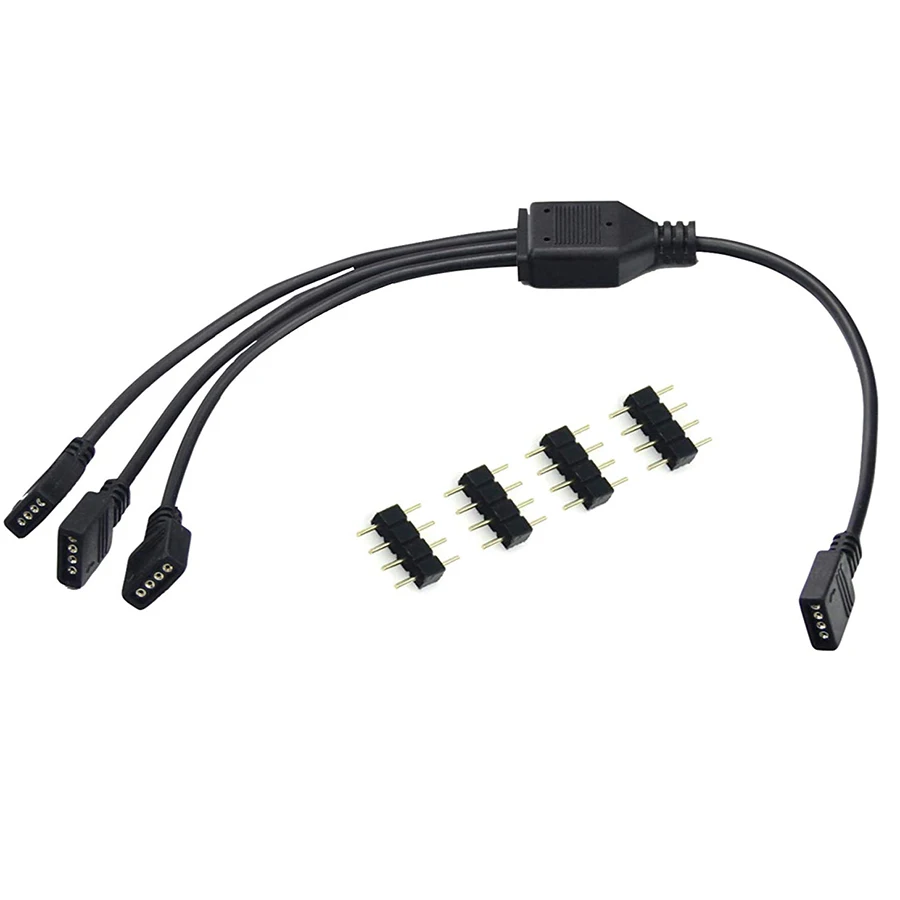 Connecteur de bande LED RGB à 4 broches, 1 à 1, 2, 3, 4, 5, câble séparateur d'alimentation, aiguille à 4 broches, fil de connecteur femelle pour bande lumineuse LED RGB: Lavande
