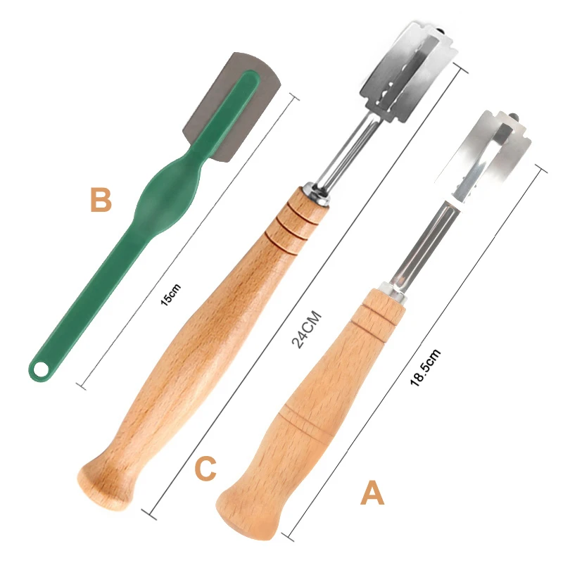 Broodsnijders Met 5PCS Vervanging Messen Bakmes Gereedschap Voor Westerse Baguette Franse Toast Cutter Bagel Arc Gebogen Mes