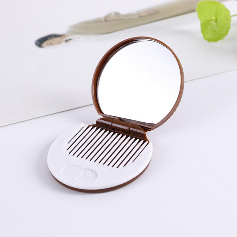 1pc Portable Compact Pocket Cosmetic Mirror Women Makeup Mirror Colourful Cute Sandwich Biscuit Makeup Mirror TSLM1