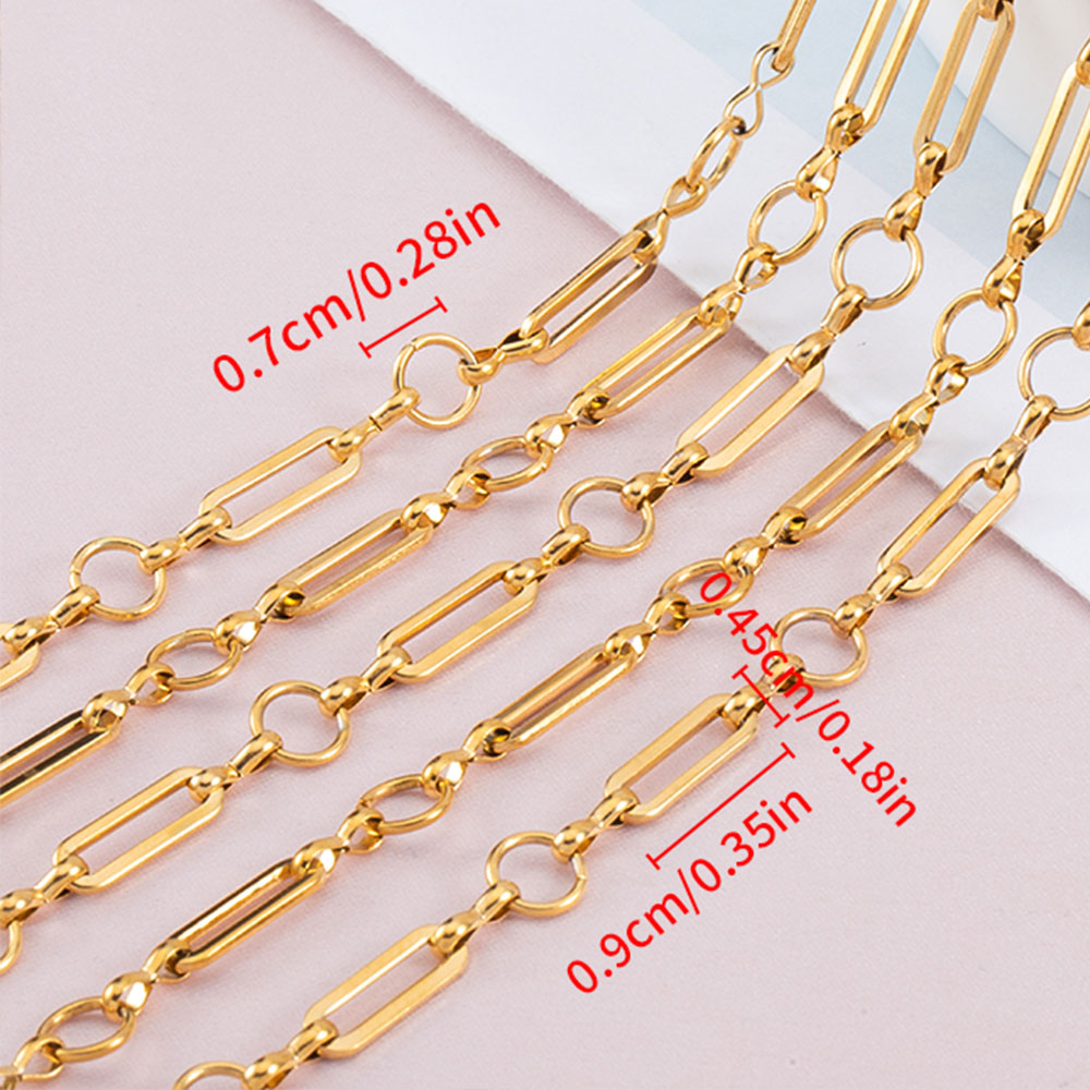 1Meter Stainless Steel Chain Link Long Circular Ring Cross Round Ring Chain for DIY HipHop Punk Jewelry Making Necklace Bracelet